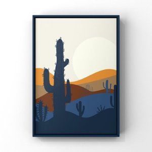 Mid century modern minimalist desert sunset art